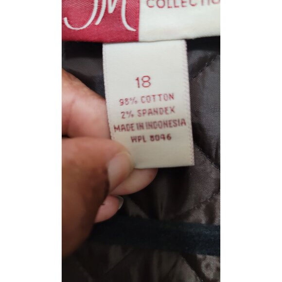 JM Collection Quilted Brown Corduroy Jacket With Button Front & Pockets Plus Si - Picture 11 of 11